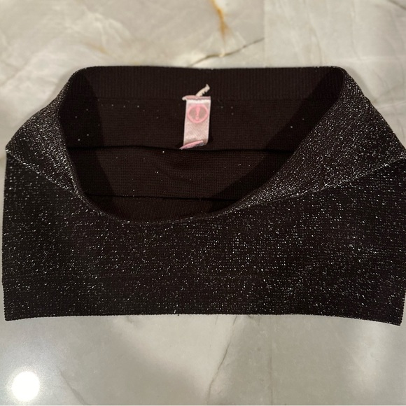 ☀️ Hot Yoga Bandeau Bra Top - Black w/ Sparkles - Picture 2 of 4